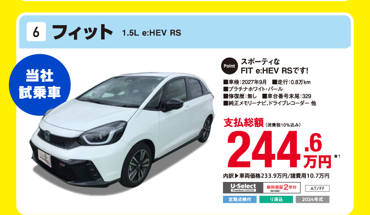 フィット 1.5L e:HEV RS