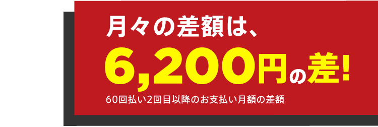 月々の差額は、6,200円の差