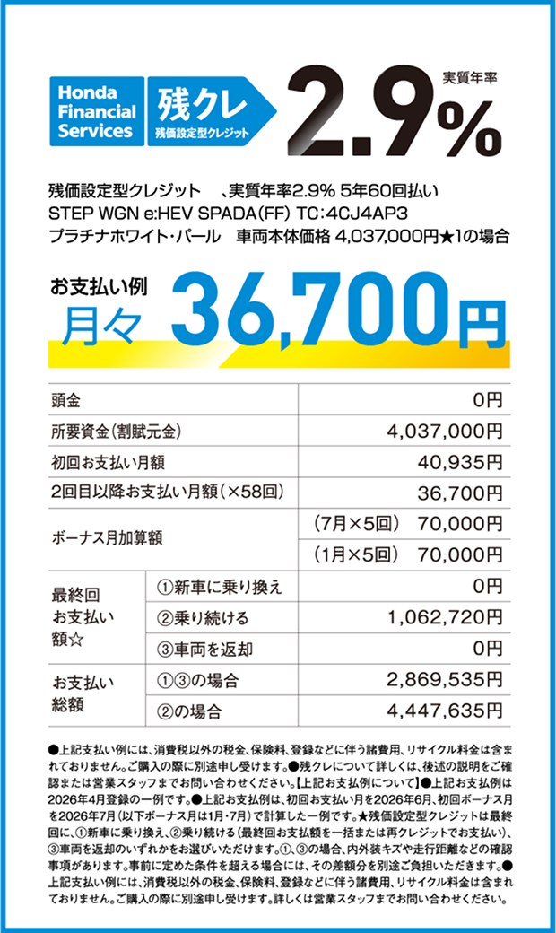 残クレ お支払い例