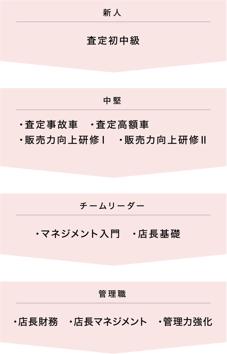 新人から管理職までの研修の流れ