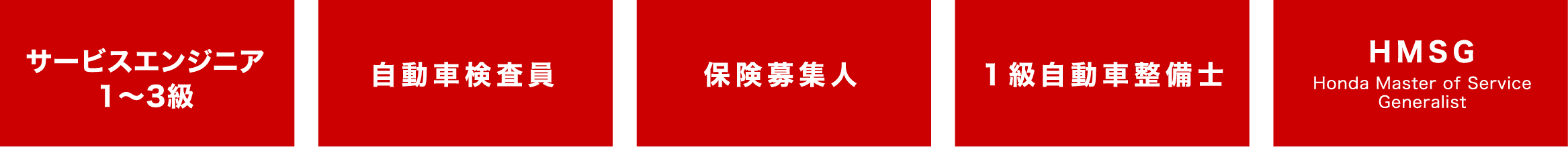 サービスエンジニア,自動車検査員,保険募集人,1級自動車整備士,HMSG