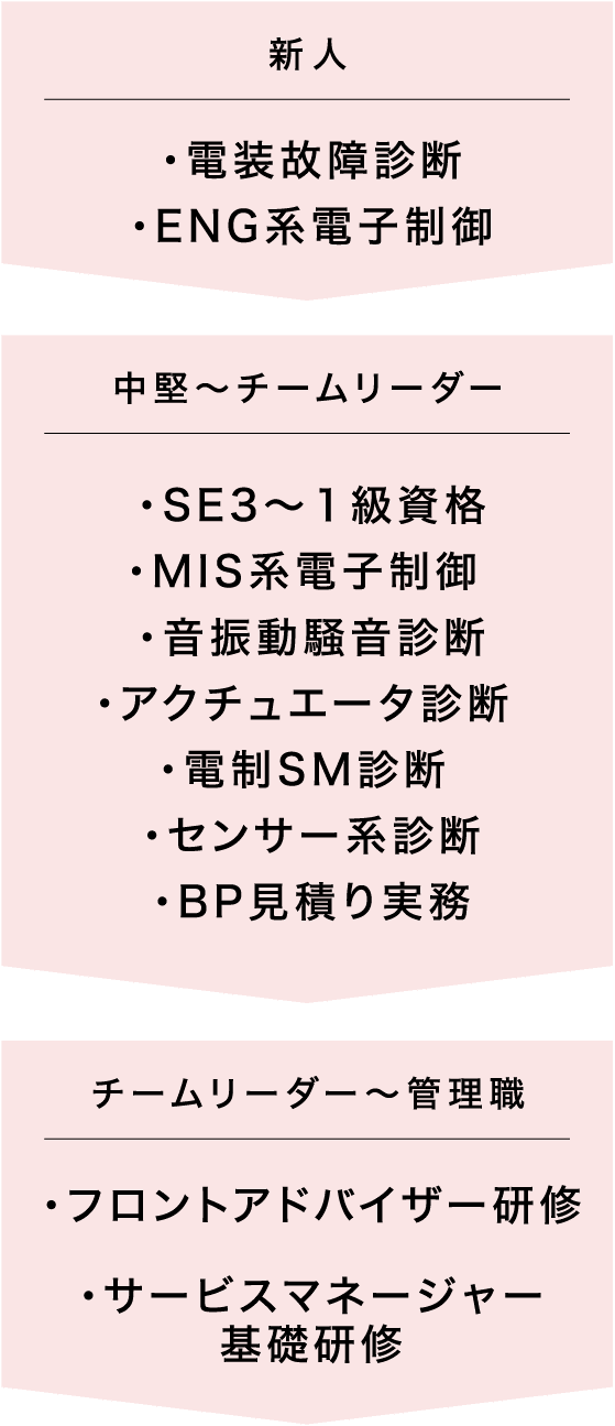 新人から管理職までの研修の流れ